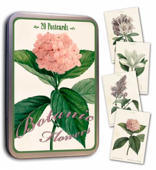 Postikortit peltirasiassa Sköna Ting kukat botanical flowers