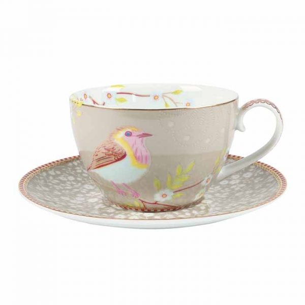 Pip studio lintu cappuccino kuppi vaaleanruskea