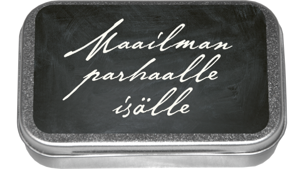 Zpoistunut Poistuva tuote! Maailman parhaalle is?lle - lakritsikaramellit peltirasiassa, Sk?na Ting