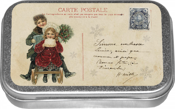 Zpoistunut Polkapastillit peltirasiassa Carte Postale (useita erilaisia), Sk?na Ting - Image 3