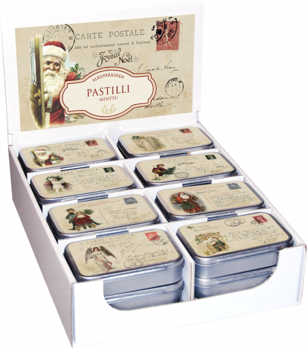 Zpoistunut Polkapastillit peltirasiassa Carte Postale (useita erilaisia), Sk?na Ting