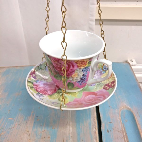 Zpoistunut Teekuppilintulauta Cottage Garden roosa, Esschert design
