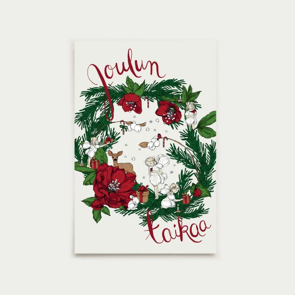 Zpoistunut Joulun Taikaa postikortti punainen, Nuppu Print