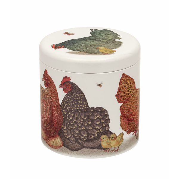 Pyöreä peltikurkki / keksipurkki Kanat - Chickens, Vanessa Lubach