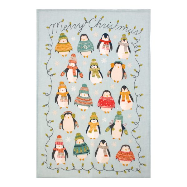 Zpoistunut Joulupyyhe pingviinit - Penguin Lights, Ulster Weavers