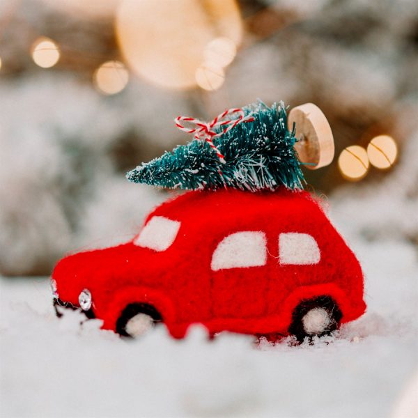 Zpoistunut Poistuva tuote! Joulukoriste Jouluauto punainen huopa, Sass & Belle