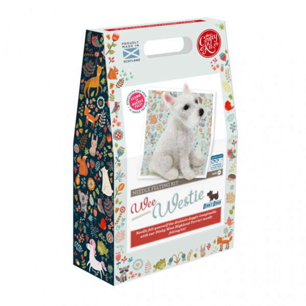 Zpoistunut Neulahuovutus askartelupaketti Koira Westie (ohjeet englanniksi), The Crafty Kit Company