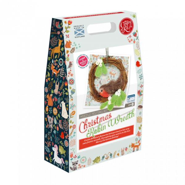 Zpoistunut Neulahuovutus askartelupaketti Punarinta Kranssi, The Crafty Kit Company