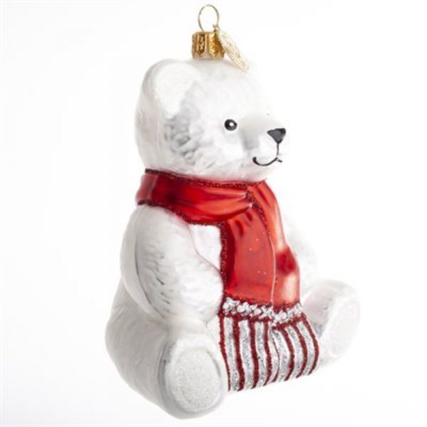 Käsityönä tehty Nalle kaulaliina joulupallo 10 cm, Brink Nordic - Image 3