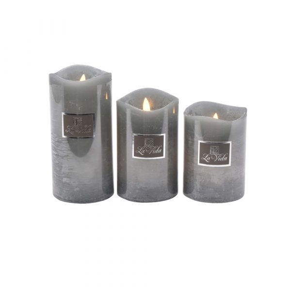 LED kynttilä harmaa korkeus 15 cm - Image 2