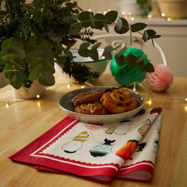 Keittiöpyyhe Joulukissat - Christmas Cats in Waiting, Ulster Weavers - Image 3