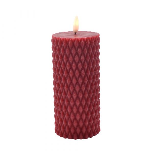 Lievä II-laatu! LED kynttilä Kuviollinen tummanpunainen 15cm