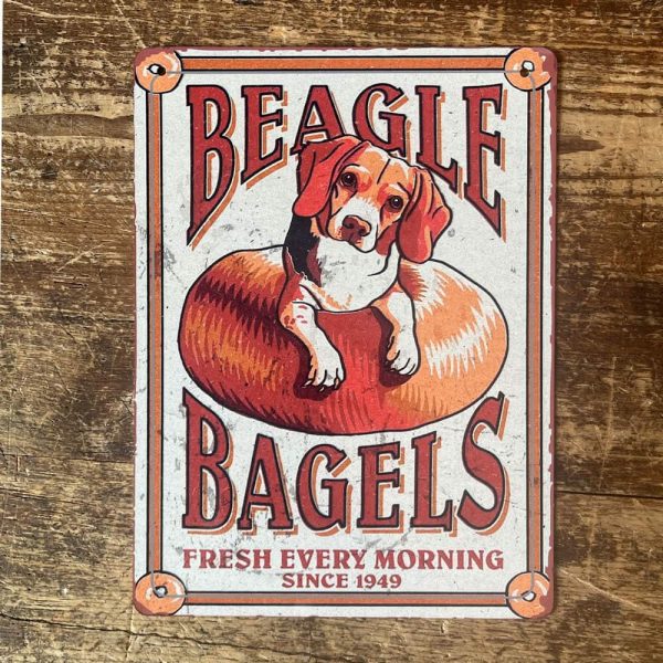 Peltikyltti Beagle Bagels 20x25 cm