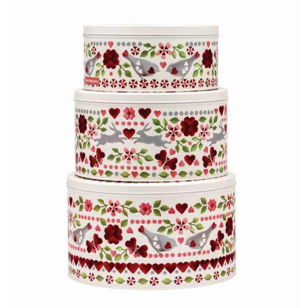 Isot pyöreät peltipurkit Love Birds 3 kpl setti - Cake tins,  Emma Bridgewater