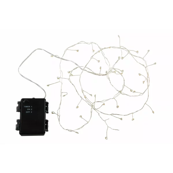 LED-valonauha hopea 2 m, vesitiivis/ajastin