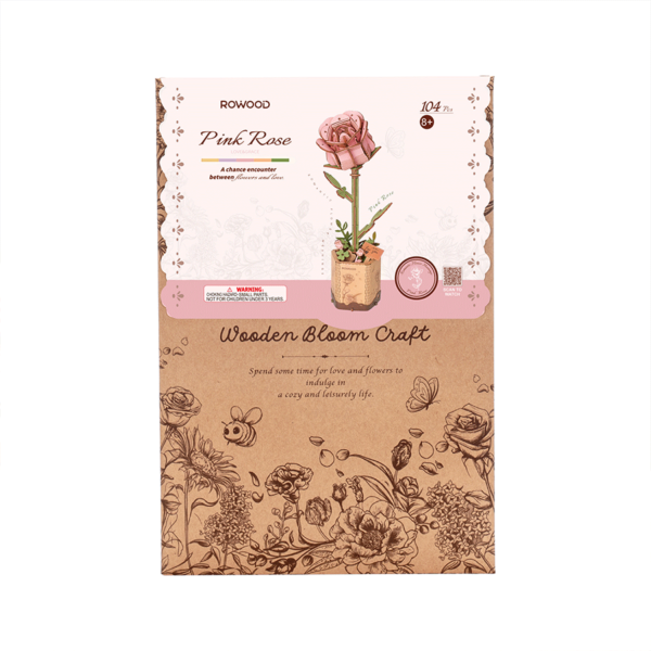 DIY Kukka Vaaleanpunainen ruusu - Pink Rose, Robotime - Image 3