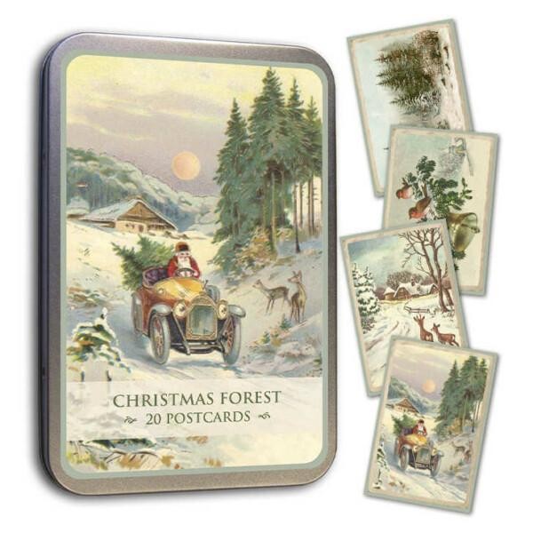 Joulukortit peltirasiassa Joulumetsä - Christmas Forest, Sköna Ting