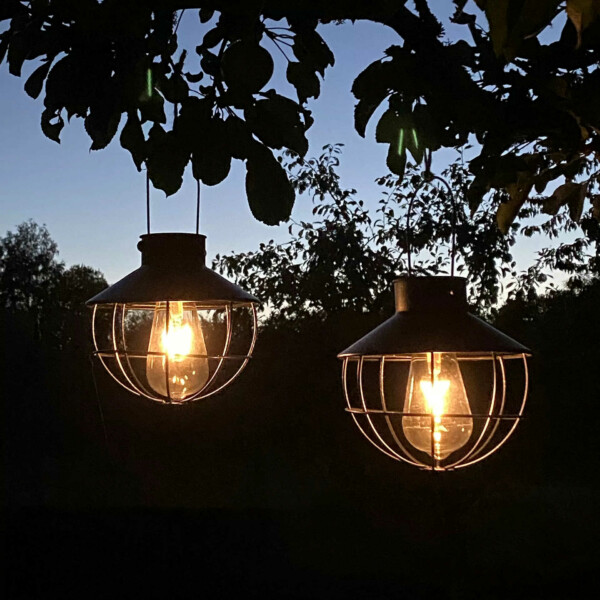 Aurinkokenno valaisin  riippuva pyöreä musta - Image 6