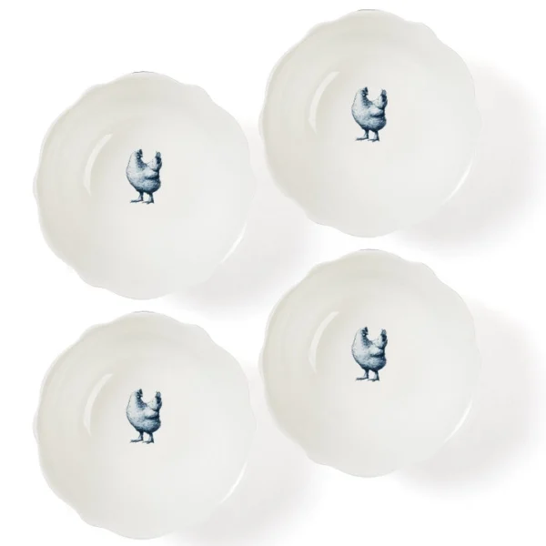 Kulhot Kana ja kukat sininen 4 kpl setti