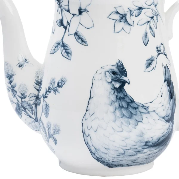 Teeastiasto Kana ja kukat Sinivalkoinen - Image 3